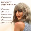 Remy Blue 14'' Short Mixed Blonde Wig With Bangs Short Blonde Bob Wigs Shoulder Length Women's Short Curly Wavy Wig Synthetic Cosplay Wig for Girl Costume Wigs