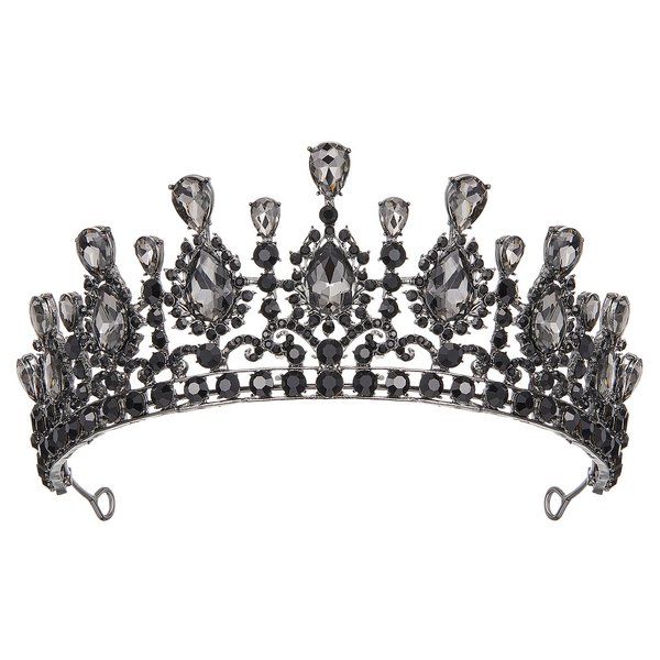 AW BRIDAL Black Baroque Tiara and Crown for Women Wedding Crown for Bride Gothic Queen Crown Princess Tiara for Wedding Birthday Halloween (Black)