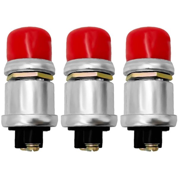 3Pcs Push Button Momentary Starter Switch, Weatherproof Engine Start Push Button Switch, 12V / 24V 50 A Heavy Duty Momentary Start Switch for Boat, Track, Car Red
