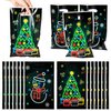 ANGOLIO 50Pcs Christmas Glow in the Dark Favors Bags Print Christmas Tree Snowman Candy Treat Bags with Handles Plastic Gifts Snack Bags Party Favor Supplies Back to School for Kids