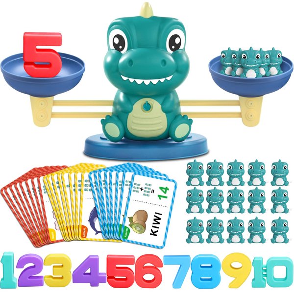 Kaodezhu Dinosaur Math Balance Toys - Montessori Toys for 3 Years Old Kids, Learning and Educational Toys for Boys and Girls - Birthday Gifts for 4 5 6 7 Year Old Boys