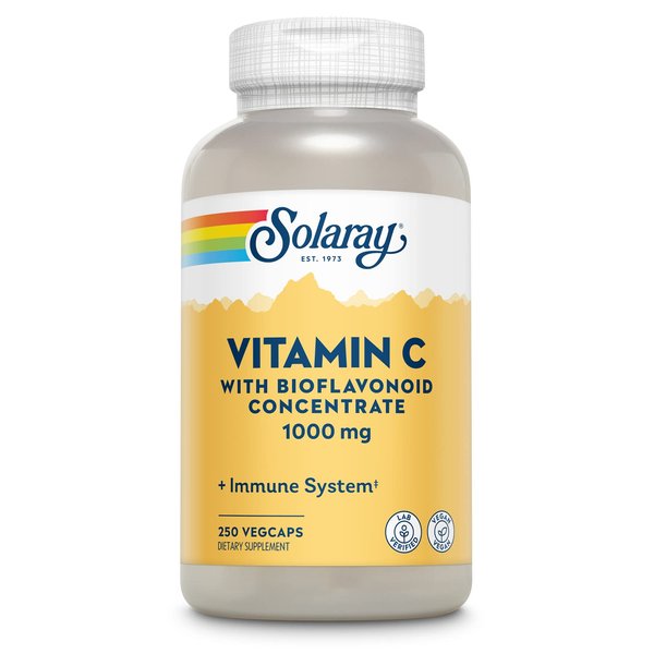 SOLARAY Vitamin C w/Rose HIPS, Acerola & Bioflavonoids, 1000mg, Supports Immune Function & Healthier Skin, Hair, Nails, Non-GMO, Vegan, 250 CT