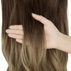 OMGREAET Brown Ombre Hair Extensions Light Brown to Light Blonde Wavy Curly Synthetic Hair Piece Invisible Wire Long 18Inch 4.2 Oz for Women Heat Friendly Fiber No Clip