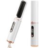 Hair Straightener Brush, Mini Hot Comb Straightener for Women, Negative Ion Hair Straightener Styling Comb, Portable Straightening Brush for Travel, Home, Office and Gift (White)