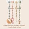 Baby Pacifier Clips One Piece Binky Clip Holder Silicone Teether Clip Pacifier Straps with Clip Baby Teether Toys for Boys and Girls Set of 3 Andy Bear-Ivory+Sage+Blush