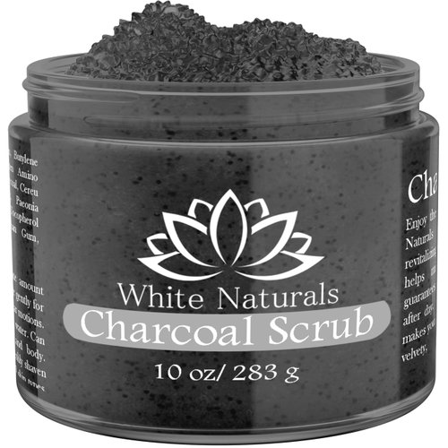 Charcoal Scrub, Moisturizing and Exfoliating Face Foot & Body Scrub, Organic Scrub Fights Stretch Marks, Fine Lines and Natural Exfoliator Salt Body Scrub for Toning Skin Cellulite Skin Care Body