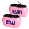 HANNLOMAX HX-161CR Portable PLL FM Radio Alarm Clock, LCD Display with Dimmer Function, 7 Colors RGB Night Light, USB Port for 1A Charging, Telescopic Antenna, AC/DC Operation only. (Pink)
