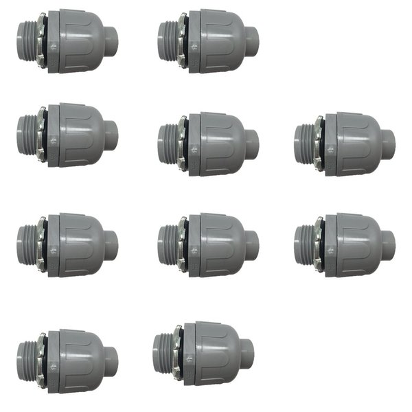 Pro Line Series 10 Pack - 1.5" Non-Metallic Electrical Liquid Tight Conduit Straight Fittings - 5105112050-10