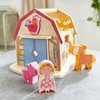 HABA Farmhouse Sorting Box Wooden Shape Sorter Toy with 6 Chunky Wood Farm Animals