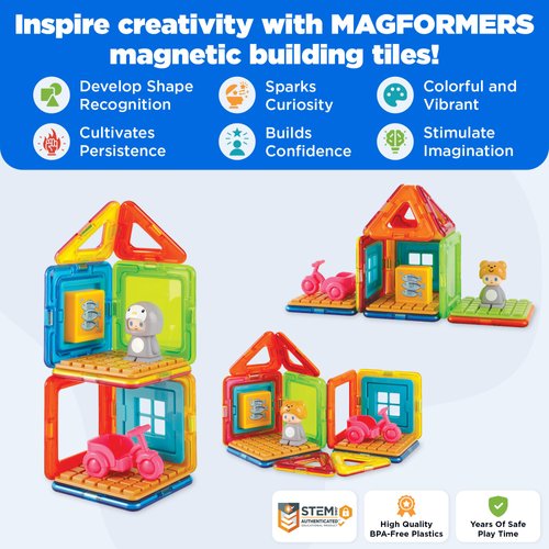 Magformers Cube House Penguin Set | Magnetic Tiles Building Blocks, Educational Kit, STEM Toy Set | Magnetic Building Tiles for Kids to Develop Problem-Solving Abilities and Shape Recognition