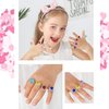 SUNMALL 36 pcs Little Girl Adjustable Rhinestone Gem Rings in Box, Children Kids Jewelry Rings Set with Heart Shape Display Case, Girl Pretend Play and Dress up Rings for Kids