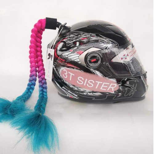 3T-SISTER Pigtails Accessory for Helmet Pigtails Ponytail Braids Hair for Motorcycle Bicycle Batting Skate Helmet or Other Helmets 2 Braids Together 24inch /Many Colors (Helmet not Included)