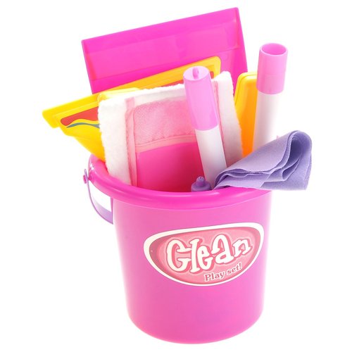 Children Cleaning Toy Playset with Mop, Brush, Bucket, Caution Sign, Pretend Play Broom and Mop Set for Kids Ages 3 4 5 6+ Christmas Birthday Party Gift for Girls Boys