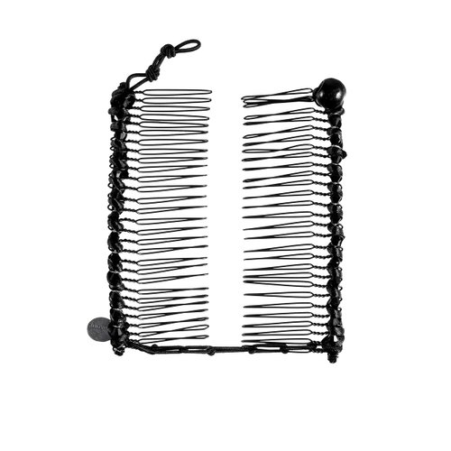 HairZing Clip | Medium Vintage Clincher Comb Tool for Thick, Thin, and Curly Hair| Stretchy Banana Hair Clips for Girls | Elastic Double Comb Clip with Black Color