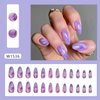 Vopintpy Purple Gradient Press on Nails Long Oval Fake Nails Glossy Almond Glue on Nails Reusable Acrylic Stick on Nails for Women DIY Manicure Decoration