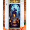 AYWEDIY Reusable Halloween Door Cover - Scary Posters & Window Decor for Haunted House, Washable - 80''x30'' (Orange)