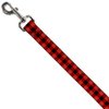 Dog Leash Buffalo Plaid Black Red 6 Feet Long 1.0 Inch Wide