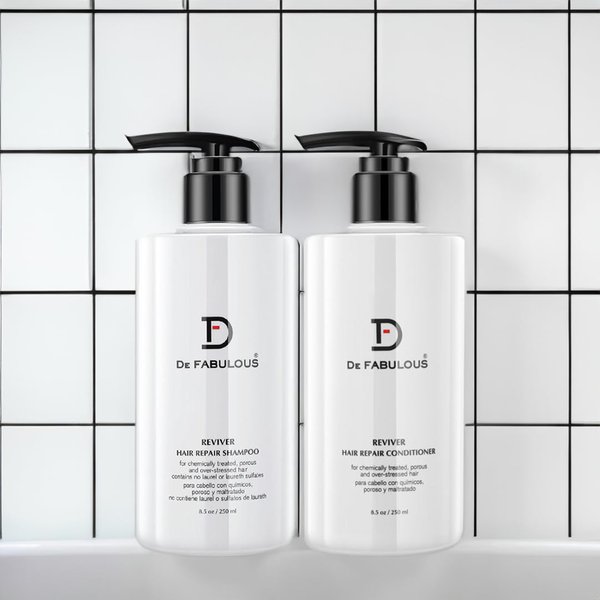 DF | De Fabulous Shampoo & Conditioner Reviver Set | For ChemicallyTreated, Porous, And Over-stressed Hair | 8.5 fl oz Bottles