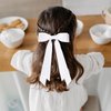 2PCS Silky Satin Hair Bows Ribbon Hair Clips, Fall Alligator Hair Pins, Ponytail Holder Accessories Sides Metal Hair Bow Barrettes Hair Accessories for Women Girls Kids (White)