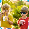 Sratte 10 oz Dog Paw Cups with Straw and Lid Dog Themed Birthday Party Supplies, Cute Print Plastic Puppy Drinking Cup Bulk for Kids Birthday Dog Theme Party Favors Decoration(12 Pcs)