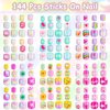 Audab 144 Pieces Kids Press on Nails for Girls Fake Nails Emboss Artificial Nail Tips Pre Glue Short Stick on Nails for Kids Nails Decoration Sleepovers Kids Valentine Day Gifts (Sweet Sunshine)