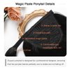 SUYYA Ponytail Human Hair Wrap Around Clip in Hair Piece Ponytail Extension Human Hair Straight Human Hair Ponytail Extensions with Magic Paste 80G 16 Inch #1B Natural Black