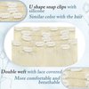 RUNATURE Clip in Blonde Hair Extensions Real Human Hair Platinum Blonde Clip on Hair Exensions Double Weft 22 Inch Long Hair Extensions Clip on Human Hair 120g 7Pcs