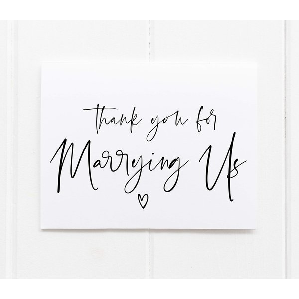 Wedding Thank You For Marrying Us Card, Note for Marriage Officiant, Pastor, Priest Deacon Gift