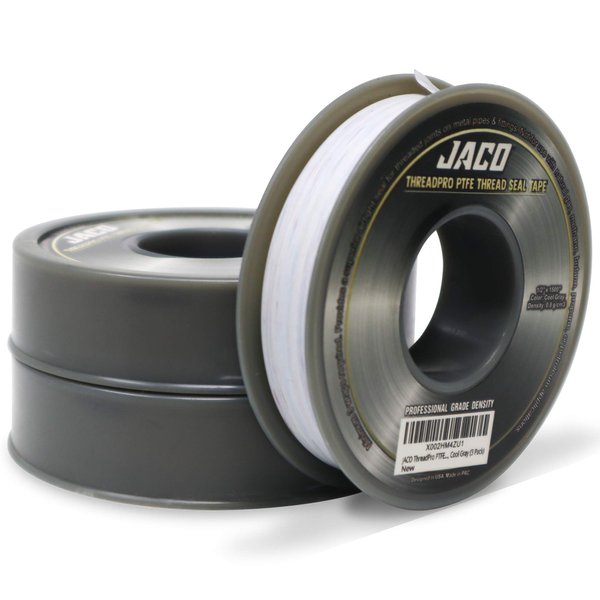 JACO ThreadPro PTFE Thread Seal Tape - 1/2" x 100 ft. (Mega Roll, 3 Pack) | Professional-Grade Thread Sealant (Cool Gray)