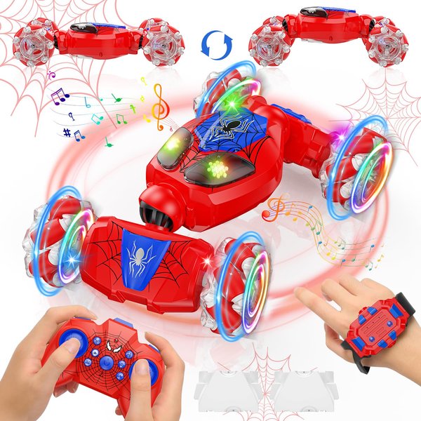 BAIWU Remote Control Stunt car, Gesture Sensing RC Cars,2.4G Drift Hand Controlled RC Twist Cars Offroad 360° Rotation with Lights Music, RC Drift Cars Toy for Boys Girls 6-12 Birthday Gift