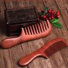 2 Pcs Hair Comb Set Wooden Wide Tooth Comb and Fine Tooth Comb for Women Men Kids, Anti-static Detangling Comb for Curly Fine Straight Wet Dry Hair, Natural Sandalwood Comb