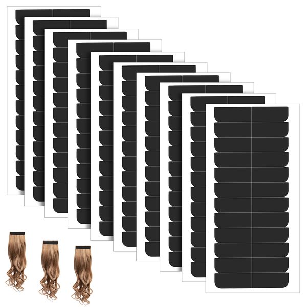 240pcs Hair Extension Tape, Hair Replacement Adhesive Tape Double Sided Tape in Extension Tape Hair Extension Tabs Wig Tape Beauty Tools for Hair Extensions (Black)