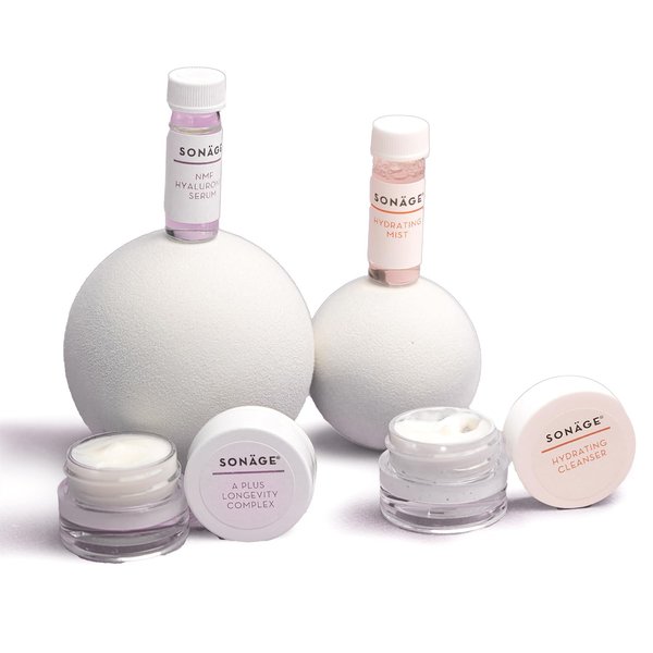 SONAGE Anti-Aging Sample Kit | 4 Piece Trial Size Skincare Set: Cleanser, Toner, Serum, Moisturizer
