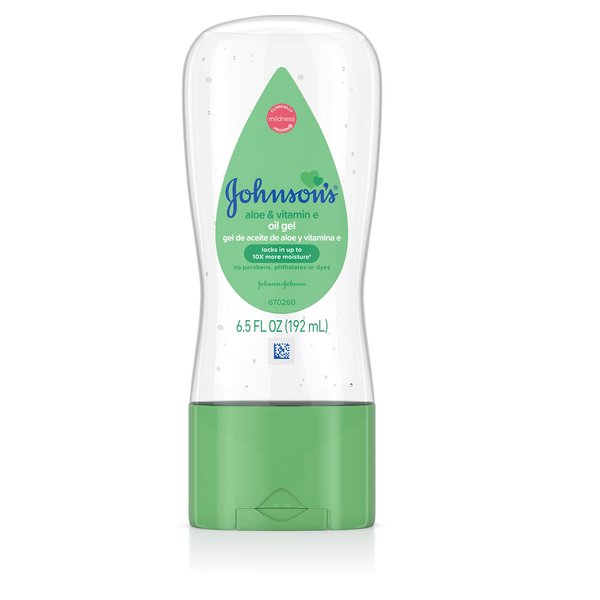 Johnson's Baby Oil Gel With Aloe Vera & Vitamin E, Hypoallergenic and Dermatologist Tested Baby Skin Care, 6.5 fl. oz ( Pack of 2)