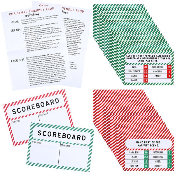 VioraWhite Christmas Friendly Feud Game Friendly Feud Quiz Christmas Party Games Christmas Trivia Game Fun Feud Quiz Holiday Games for Families Office Winter Party Supplies
