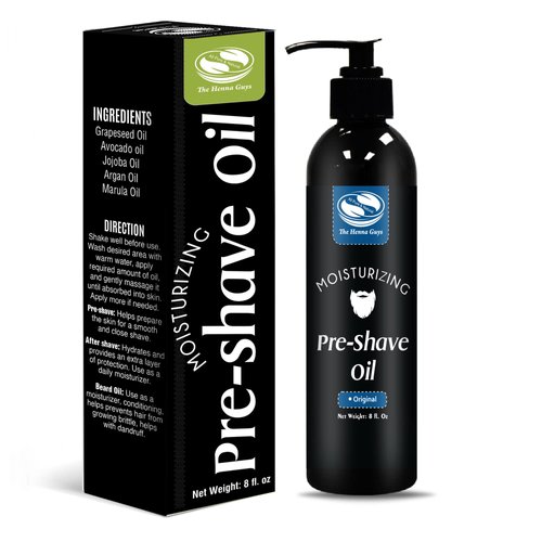 The Henna Guys 8 fl. Oz, Unscented Pre Shave Oil for Men, Excellent Shaving oil for Men, Prepares for a burns free Shave, Works with Straight or Safety Razor