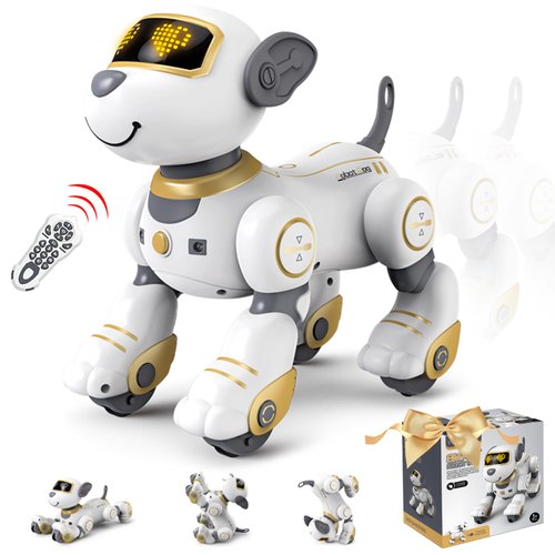FUUY Robot Dog for Kids Robot Dog Remote Control Dog Toy Interactive Robot Pet Robotics Toys Intelligent Robo Dog Programmable Sing & Dance Design Birthday Gifts Kids Age 3 5 4-7 Year, Gold