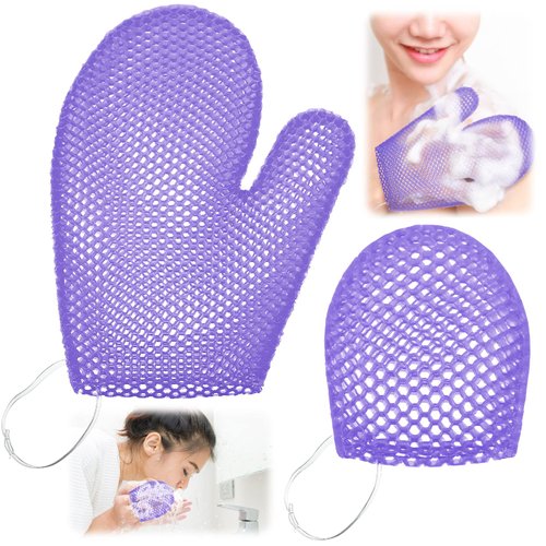Karenhi Honeycomb Exfoliating Scrubber Set, Honeycomb Face and Body Scrubber Include Spa Bath Mitt Honeycomb Exfoliating Glove for Body Shower, Face Exfoliator Scrubber Sponge, Quick Drying (Purple)