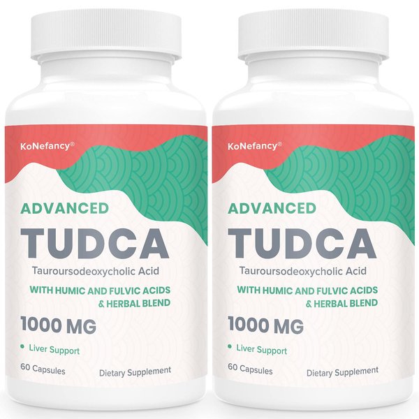 KoNefancy TUDCA Liver Supplements 1000 mg-Bile Salts for Liver Cleanse Detox-Milk Thistle Herbal Blend with Fulvic and Humic Acid for Liver,Digestive Health,120 Vegan Capsules