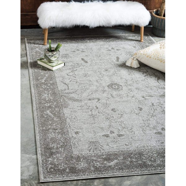Unique Loom La Jolla Collection Farmhouse, Contemporary, Botanical, Traditional, Vintage Area Rug, 2 ft 2 in x 3 ft, Light Gray/Dark Gray
