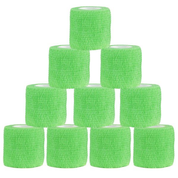 VideoPUP Tattoo Grip Cover Wrap,10PCS Disposable Cohesive Tattoo Grip Cover Elastic Bandage Handle Grip Tube for Tattoo Machine Tattoo Grip Accessories(Phosphor Green)