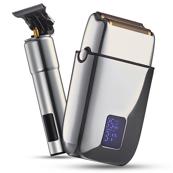 Hal&Hol Professional Cordless Electric Hair/Beard Trimmer and Foil Shaver for Men - Complete Barber Grooming Kit with Rechargeable Battery, Protective Case and 4 Guards, Gift for Men