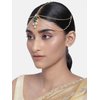 I Jewels Gold Plated Indian Wedding Bollywood Pearl Head Piece/Head Bands/Head Chain/Mathapatti/Maang Tikka for Women (T1083G)