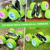 KKONES Remote Control Car, 2.4GHz Electric Race Stunt Car, Double Sided 360° Rolling Rotating Rotation, LED Headlights RC 4WD High Speed Off Road Gift for 3 4 5 6 7 8-12 Year Old Boy Toys (Green)