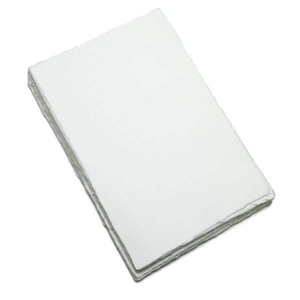 Fausta Off-white Handmade Virgin Cotton Deckle Edge Paper 50 Sheets 150 GSM (6 X 4 in), Textured Paper for Sketching, Drawing, Invitations, Mixed Media Paper, Blank Paper for Writers, Artists
