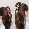 Bmobuo Bows Claw Clips 3Pcs Hair Bows for Women Hair Ribbon 5 Inch Hair Clips Trendy Claw Clips for Thick Hair Pink Ribbon Clips White Coquette Bows