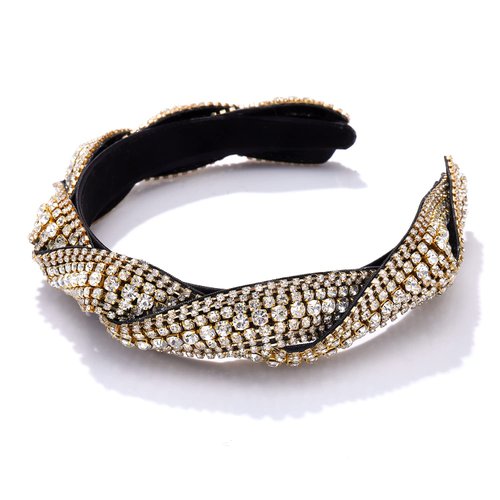Bejeweled Velvet Headband Embellished Full Shiny Rhinestone Crystal Headband Glitter Knotted Hairband Hair Accessories for Women Girls Party Supplies
