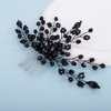 Kercisbeauty Black Rhinestones Beads Hair Comb for Women Girls Halloween Party Black Hair Piece Jewelry