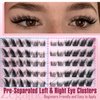Zegaine Lash Clusters Kit Fluffy Eyelash Extension Cat Eye Lashes Natural Look Left & Right DIY Lash Extension Kit Wispy Fox Eye Eyelash Cluster Kit with Lash Glue, Tweezers, Brushes 132pcs 11 Pairs