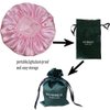 VEYRNEIC Hair Satin Bonnet for Sleeping Shower Caps Silk Chemo Caps with Wide Elastic Band Night Sleep Cap Bonnets for Black Women Braids with Satin Storage Bag (Pink)